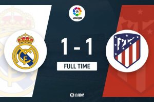 La Liga - Real Madrid 1-1 Atletico Madrid vẫn dẫn trước 2 điểm